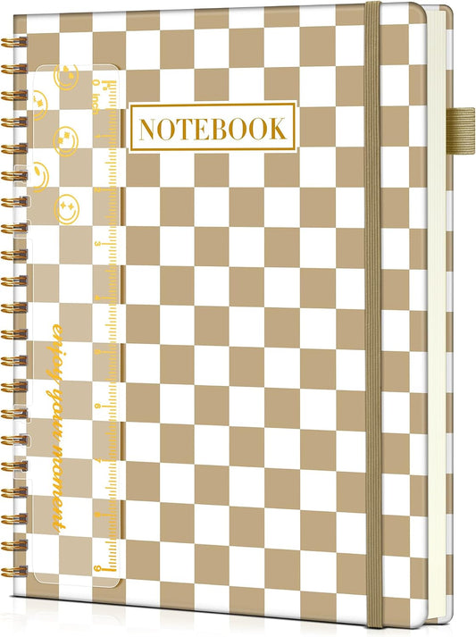 Spiral Notebook Journal 8.5” x 11”, A4 Large Notebooks for Women Men, College Ruled Lined Journal, 100 GSM Paper, Hardcover Spiral Bound Journals for Work School Note Taking Business, Gingham