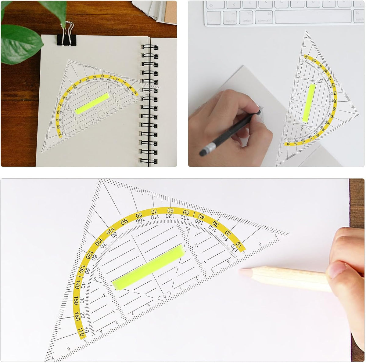 10pcs Triangle Ruler Protractor with Handle for Drafting