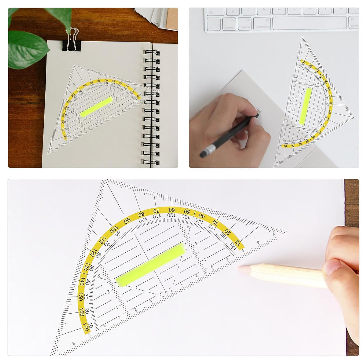 10pcs Triangle Ruler with Handle, Protractor for Drawing and Geometry