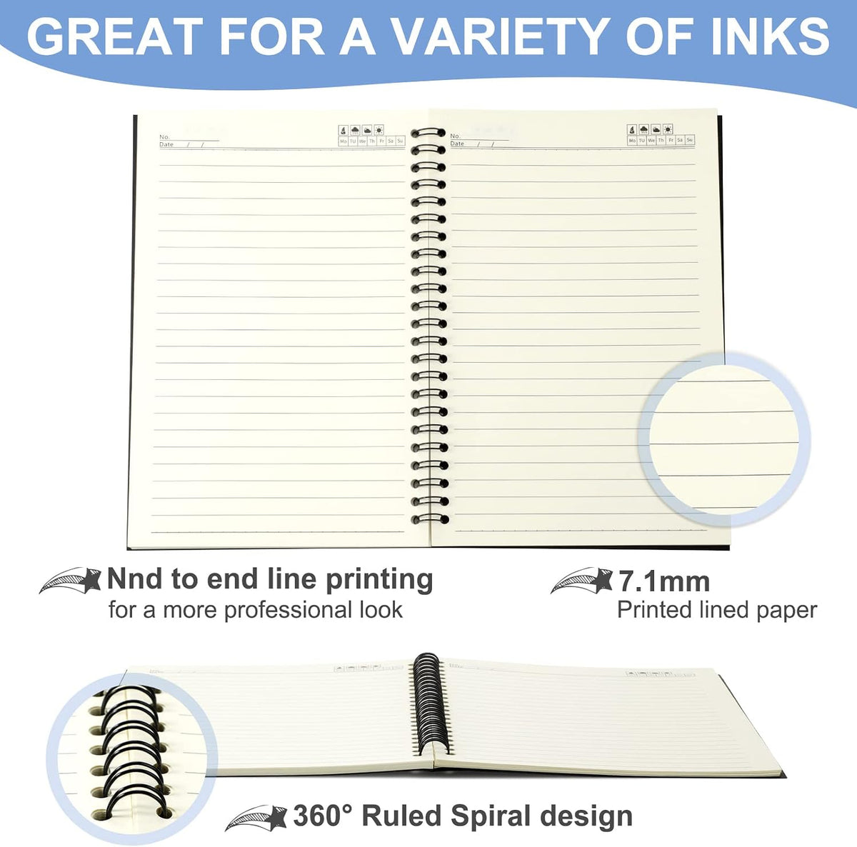 Epakh 18 Pack A5 Spiral Notebooks Ruled, Kraft Hardcover, 5.5 X 8.3 Inch
