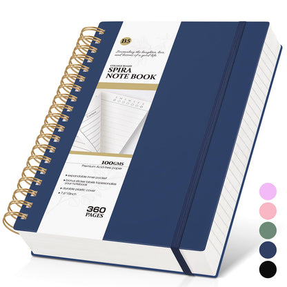 Spiral Notebook Journal, 360 Pages College Ruled Notebooks, Lined Thick Journals for Women Men,B5 Big Spiral Notebooks with 100GSM Paper, Spiral Bound Journal for Writing Work School Green 7.6"×10"