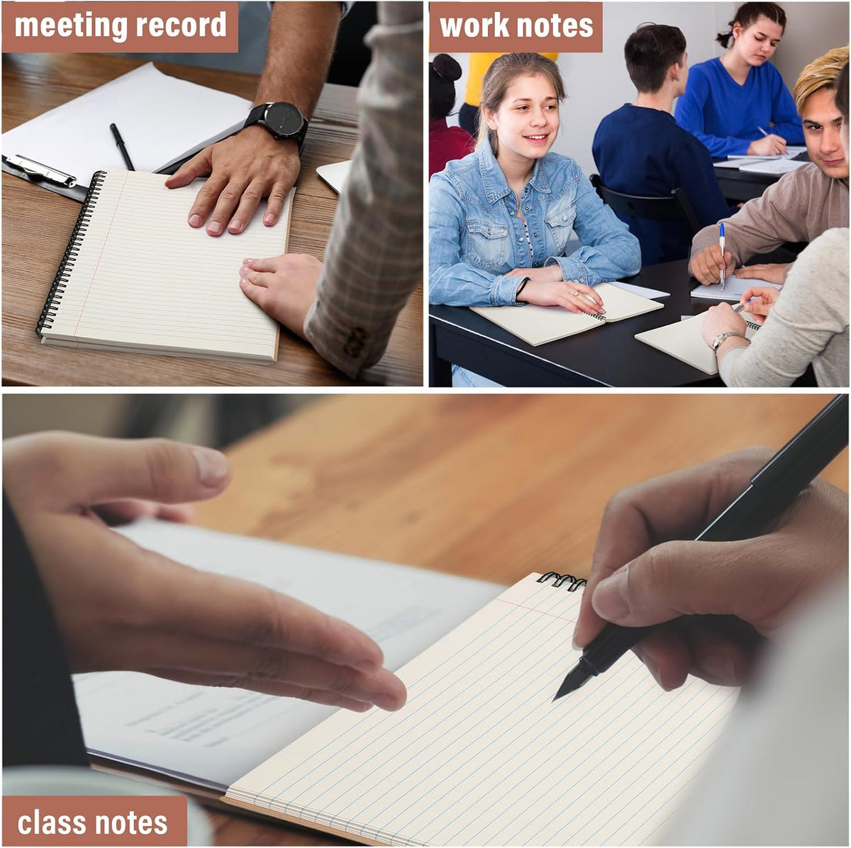 Glenmal 6 Pcs Spiral Notebook, College Ruled 8.5 x 11'', Classic Color