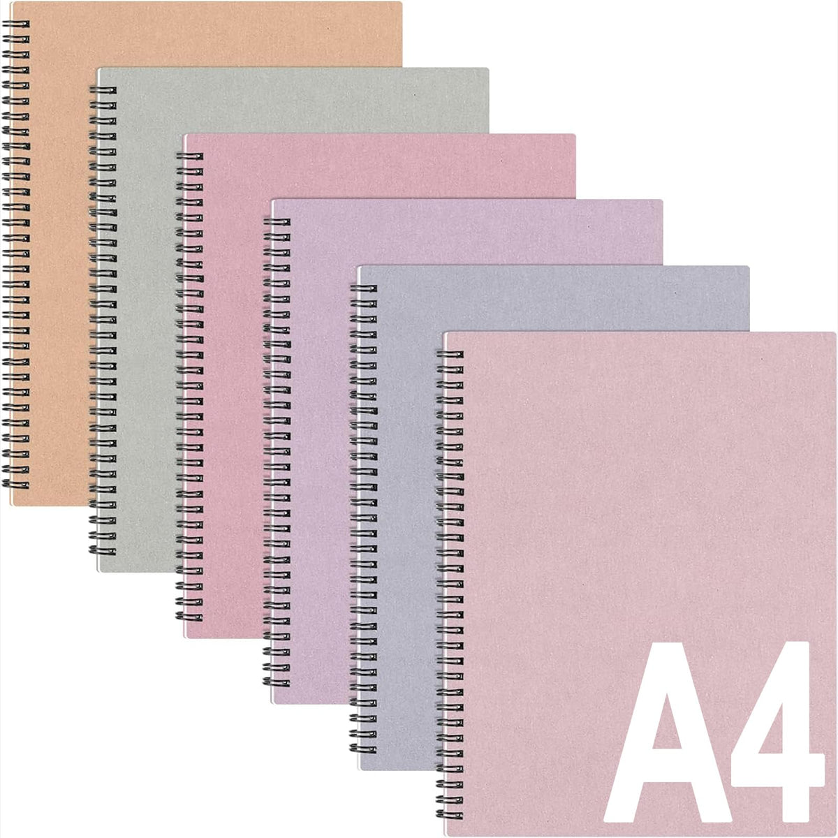 Glenmal 6 Pcs Spiral Notebook, College Ruled 8.5 x 11'', Classic Color