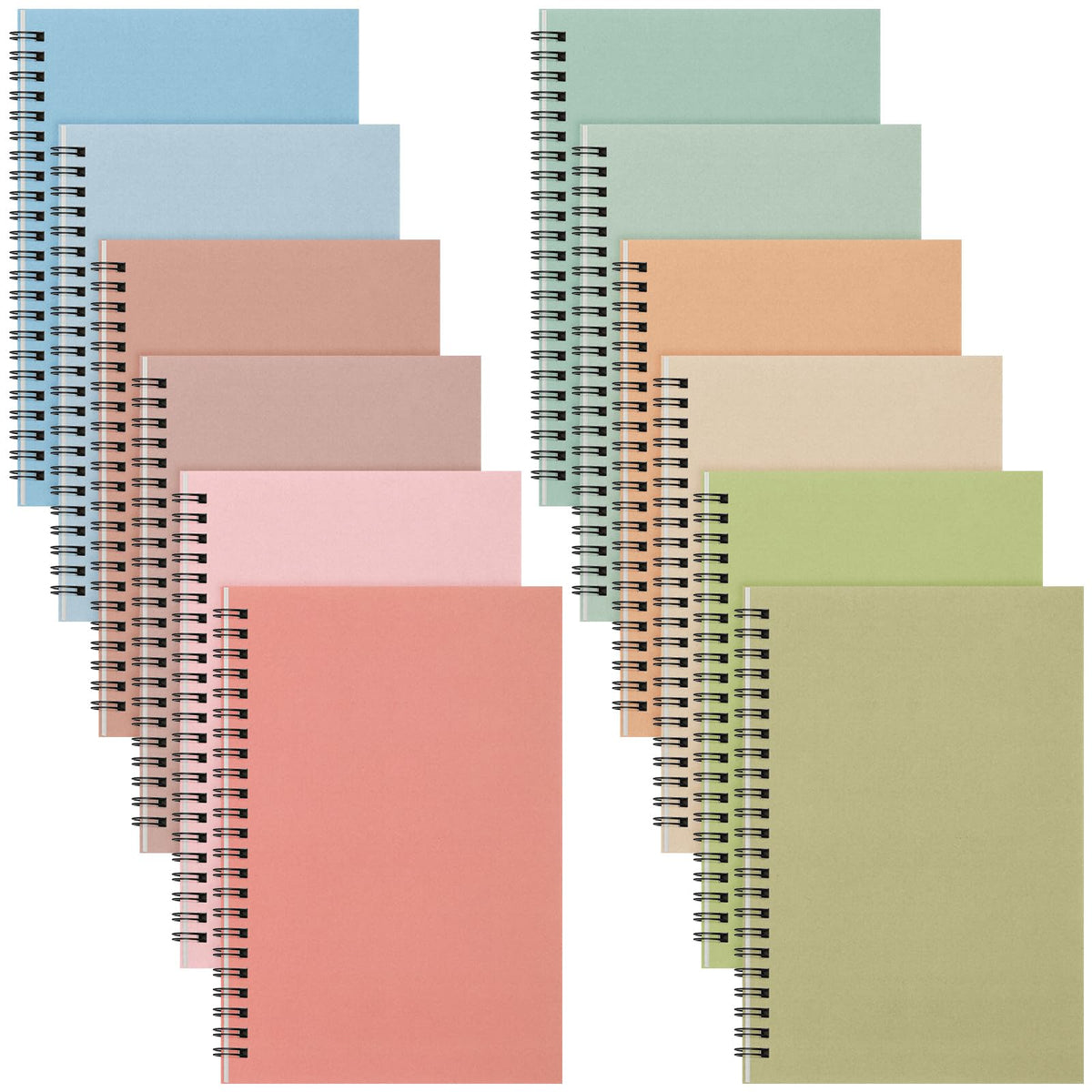 Fuutreo 12 Pcs Spiral Notebook for Work, 8.3 x 5.7 Candy Color, Classic