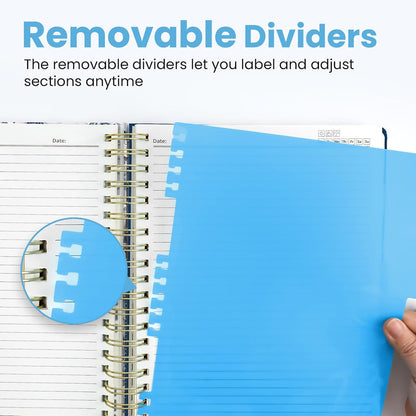 ZOTIA Large Spiral Notebooks for Work 5 Subject with Removable Dividers