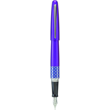 PILOT MR Retro Pop Collection Fountain Pen in Gift Box, Purple Barrel with Elipse Accent, Medium Point Stainless Steel Nib, Refillable Black Ink (91444)