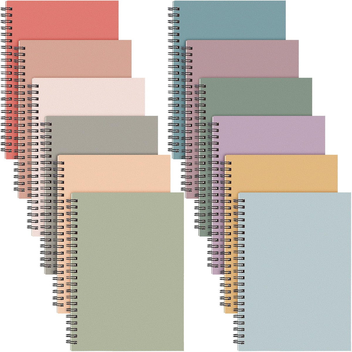 Fuutreo 12 Pcs Spiral Notebook for Work, 8.3 x 5.7 Candy Color, Classic