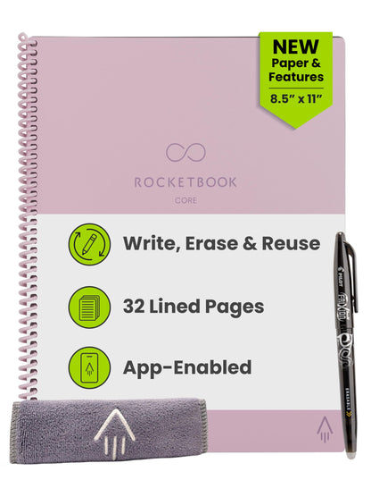 Rocketbook Core Reusable Smart Notebook, Letter Size 8.5x11, Black