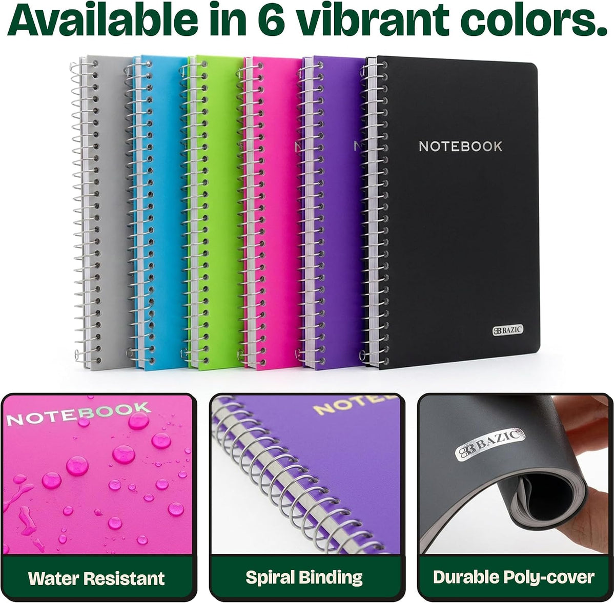 BAZIC PRODUCTS College-Ruled Personal Assignment Notebook, 5x7, 6-Set