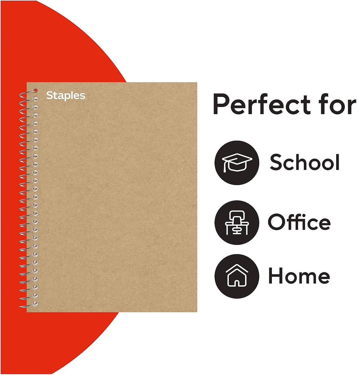 Staples 1-Subject Notebook, 5.875x9 Inch, College Ruled, Brown