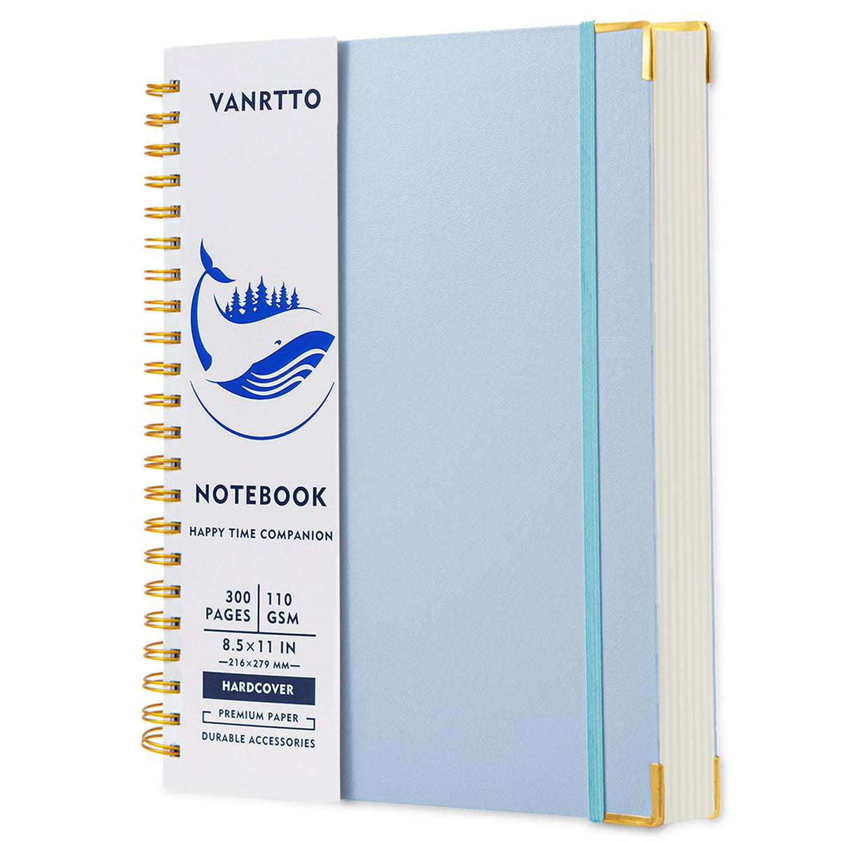 VANRTTO Hardcover 5 Subjects Spiral Notebook College Ruled Lined B5 Black