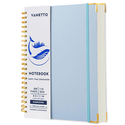 VANRTTO Hardcover 5 Subjects Spiral Notebook College Ruled Lined B5 Black