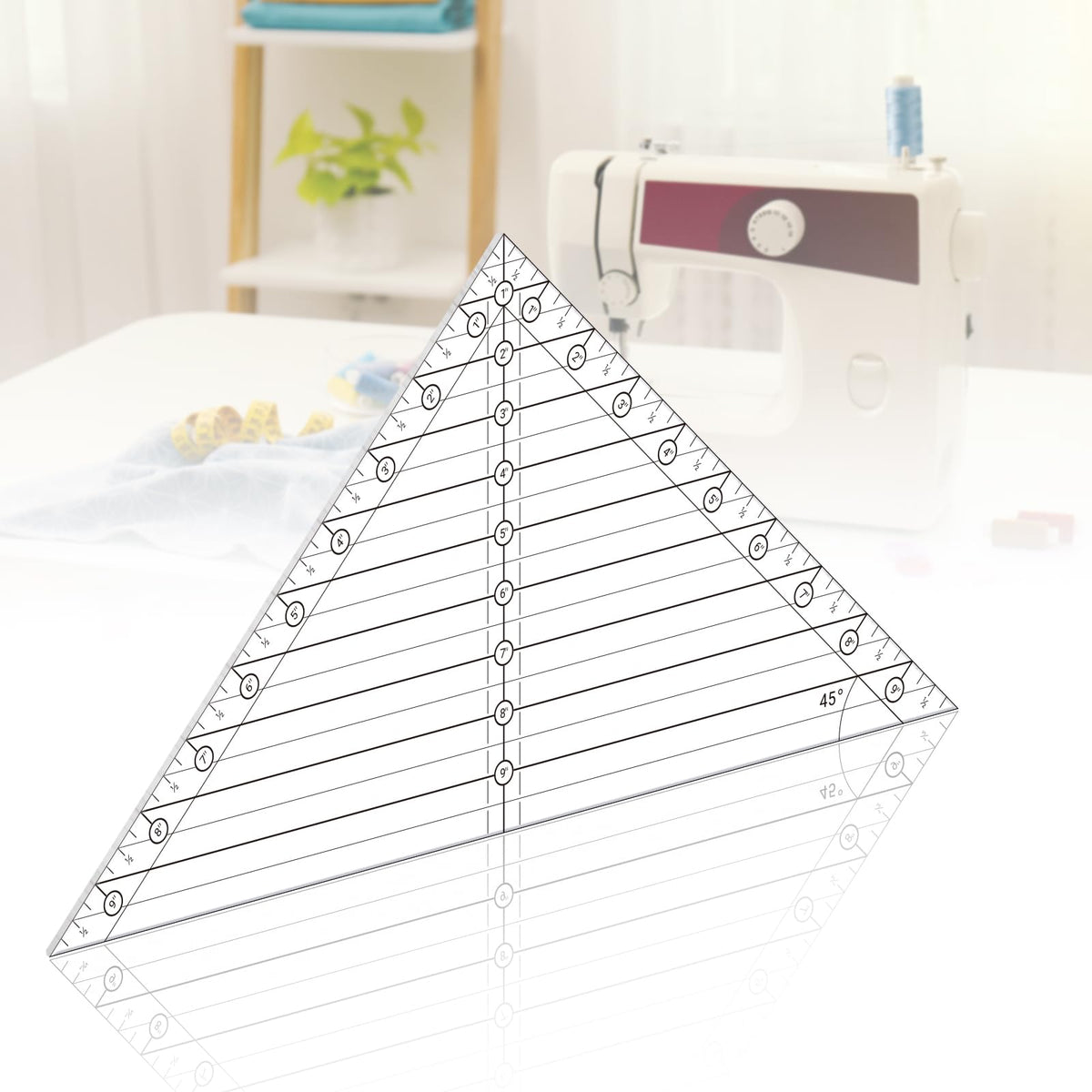 Watersay 3 Pcs 45°/30°/60° Angles Triangle Quilting Ruler 10 Inch Acrylic