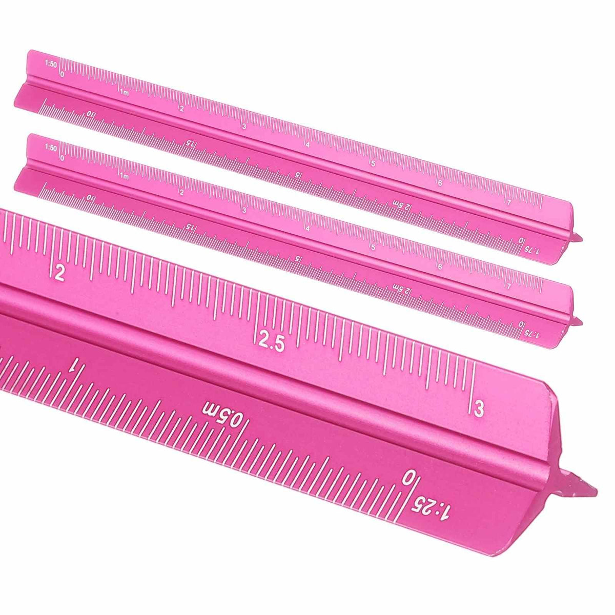 HARFINGTON 2 Pcs Architectural Scale Ruler, 12 Inch Metric Aluminum Alloy Architect Triangular Small Scale Laser-Etched Blueprint Drafting Ruler for Architects Engineers, Green