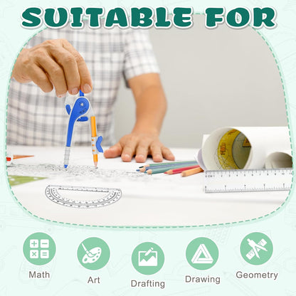 72 Pack Math Compass & Protractor Geometry Math Plastic Ruler Set