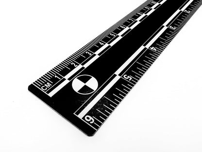 Crime Scene Professional Evidence Photography Scale, 10-Pack, 15cm/6inch Vinyl Rulers with Reference Circles, Dual Measurement (Black)