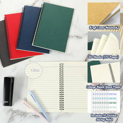 Retainbre 12 Pack Small Spiral Notebook 5.5x8.3 for Work School Office