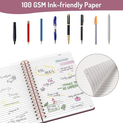 Forvencer Lined Spiral Journal Notebook with 300 Numbered Pages, B5