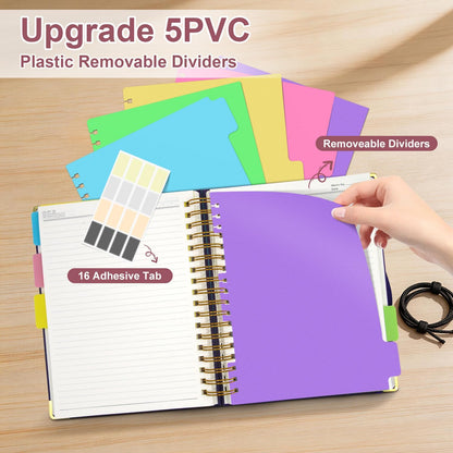Hardcover Spiral Notebook Journal with Removable Dividers Tabs