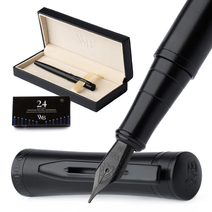 Wordsworth & Black Luxury Fountain Pen Set for Writing, Medium Nib, Silver