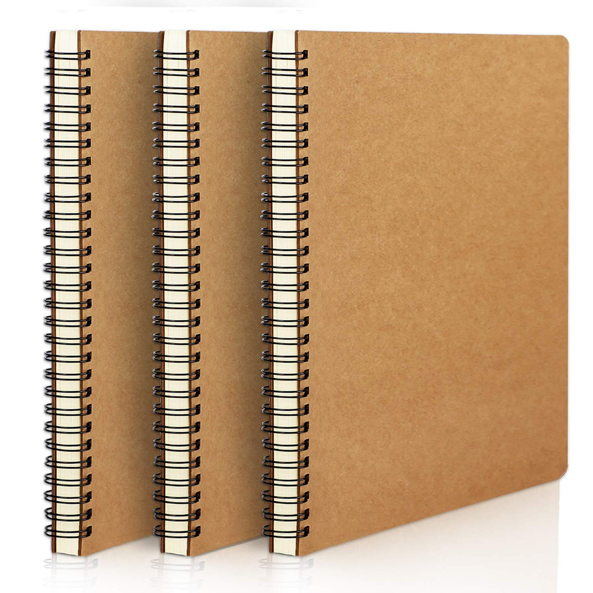 EUSOAR Spiral Ruled Notebook, A5 3packs 5.5"X8.3" 120 Pages Lined Travel Writing Notebooks Journal, Memo Notepad Sketchbook, Office Business Subject Diary Ruled Spiral Book Journal-Coffee Cover