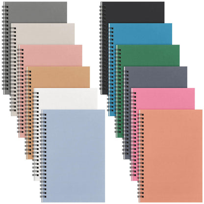 Fuutreo 12 Pcs Spiral Notebook for Work, 8.3 x 5.7 Candy Color, Classic