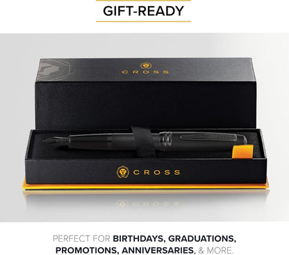Cross Bailey Matte Black Lacquer Fine Nib Fountain Pen, Black Ink