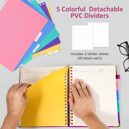 Hardcover Multi Subject Spiral Notebook with Tabs, Large B5 for Work