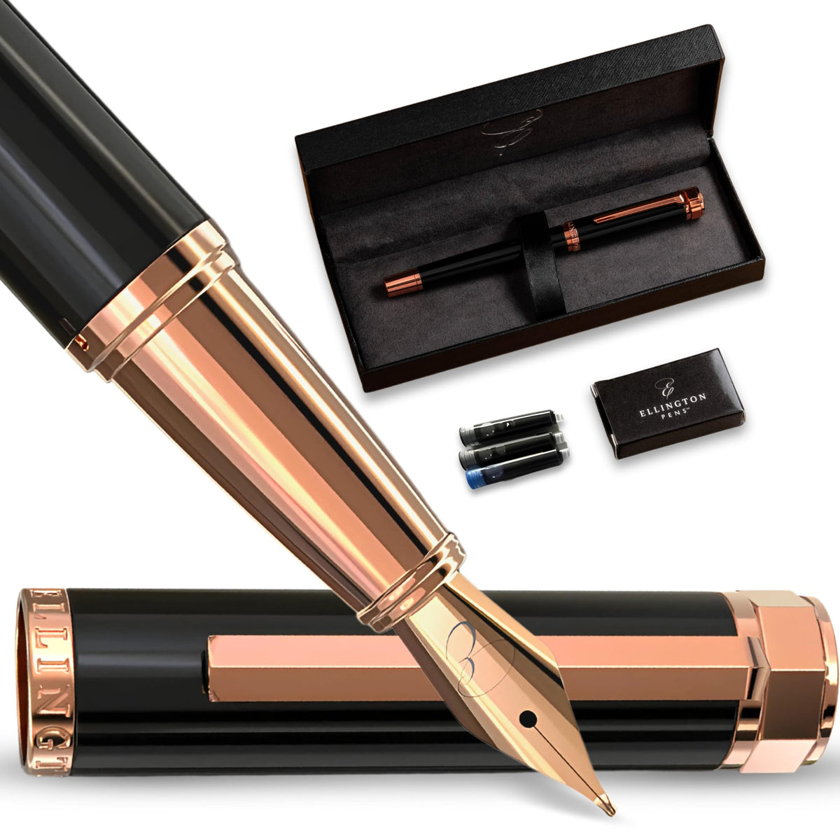 Luxury Fountain Pen Set for Writing, Refillable Ink Converter, Gift Box