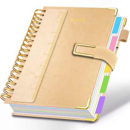Hardcover Spiral Notebook College Ruled, 6.2"x 8.2" Leather Journal Notebook with Magnetic Closure, 300 Pages 5 Subject Notebook with Dividers Tabs Journal for Women Men, Work, School(Sage Green)