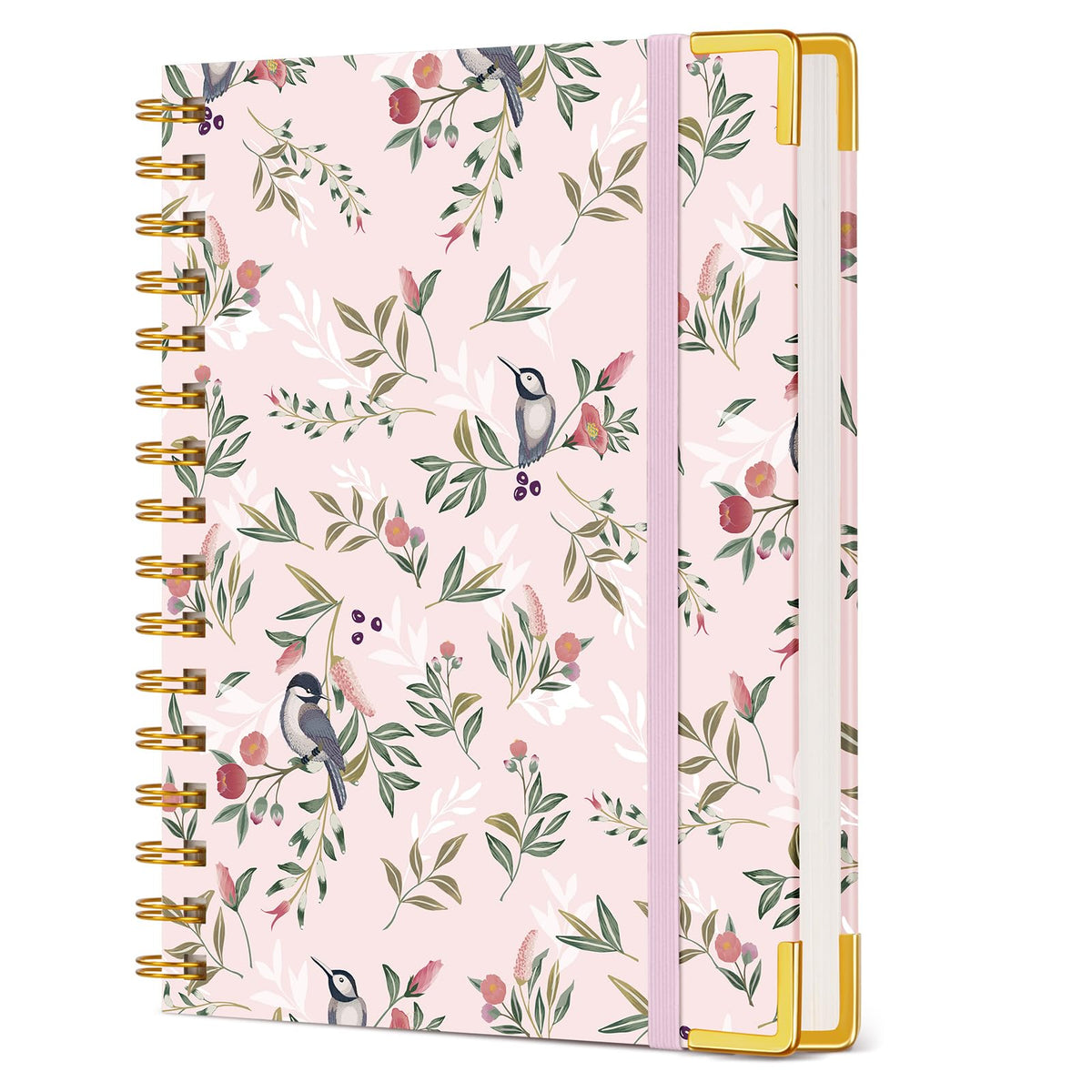 Cute Spiral Notebook Journal for Women, 200 Pages Lined Notebooks 8.5” x 11”, A4 Large Hardcover Spiral Journals with 100 GSM Thick Paper, College Ruled Notebook for Writing Work School, Orange Floral