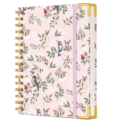 Cute Spiral Notebook Journal for Women, 200 Pages Lined Notebooks 8.5” x 11”, A4 Large Hardcover Spiral Journals with 100 GSM Thick Paper, College Ruled Notebook for Writing Work School, Orange Floral