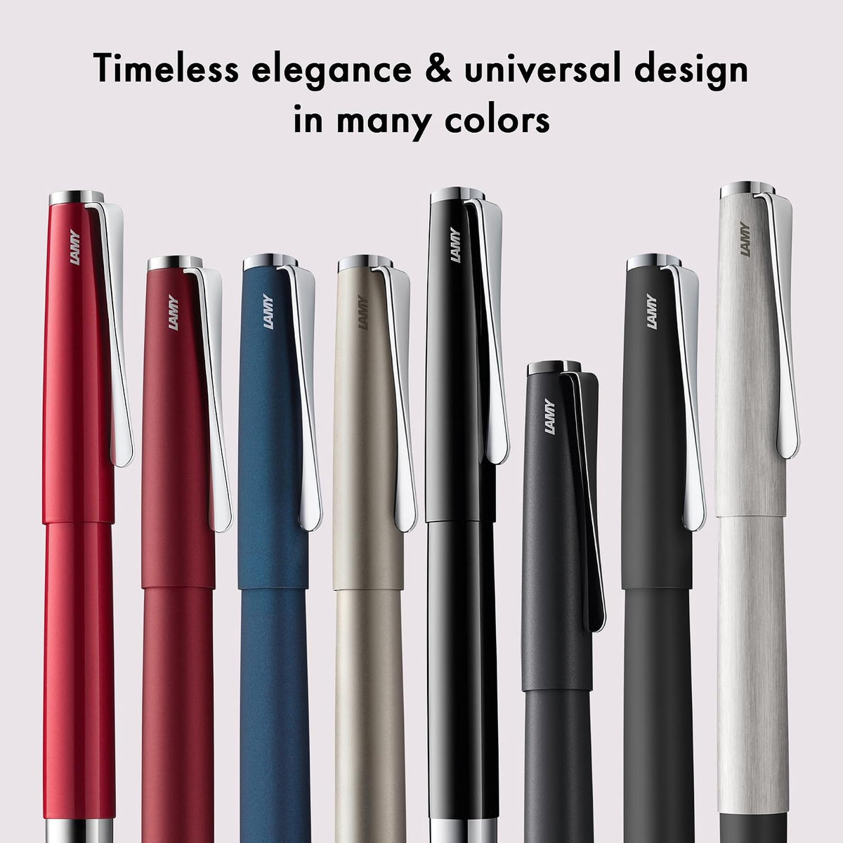 Lamy studio brushed - Fountain Pen in elegant metal body - steel nib, partially platinum-plated & in nib size M - incl T 10 blue ink cartridge