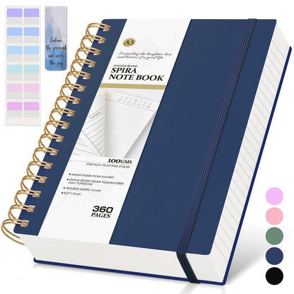 Spiral Notebook Journal, 360 Pages College Ruled Notebooks, Lined Thick Journals for Women Men,B5 Big Spiral Notebooks with 100GSM Paper, Spiral Bound Journal for Writing Work School Green 7.6"×10"