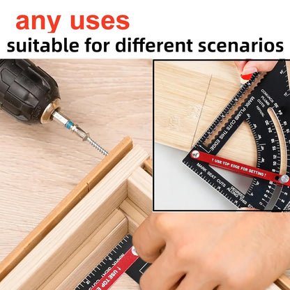 Carpenter Square 7 inch,Adjustable Rafter Framing Square Tools,T Square Multi-Purpose Aluminum Alloy Triangle Carpenter Square for Woodworking and Carpentry | Drill Gauge, Protractor, Ruler ﻿