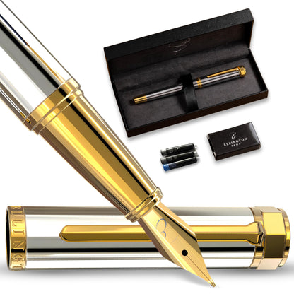 Luxury Fountain Pen Set for Writing, Refillable Ink Converter, Gift Box