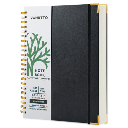 VANRTTO Hardcover Spiral Notebook 8.5x11 IN Notebooks College Ruled Green