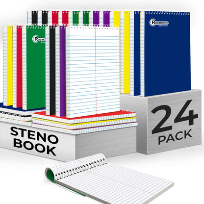 Rosmonde Spiral Steno Pads 12 Pack, 6 x 9, Gregg Ruled Steno Pad,80 Sheets