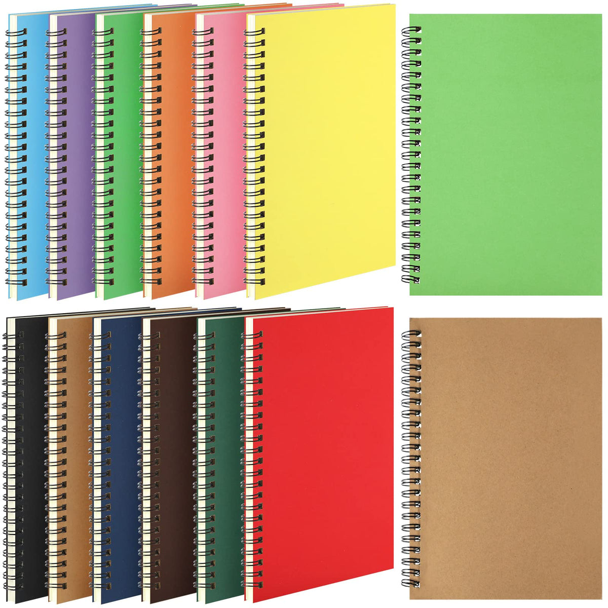Leelosp 12 Pcs Small Spiral Notebook,Rainbow,5 x 7 Inch