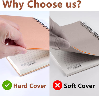A5 Spiral Notebook, 6 Pack 200 Pages Journal with Kraft Hard Cover