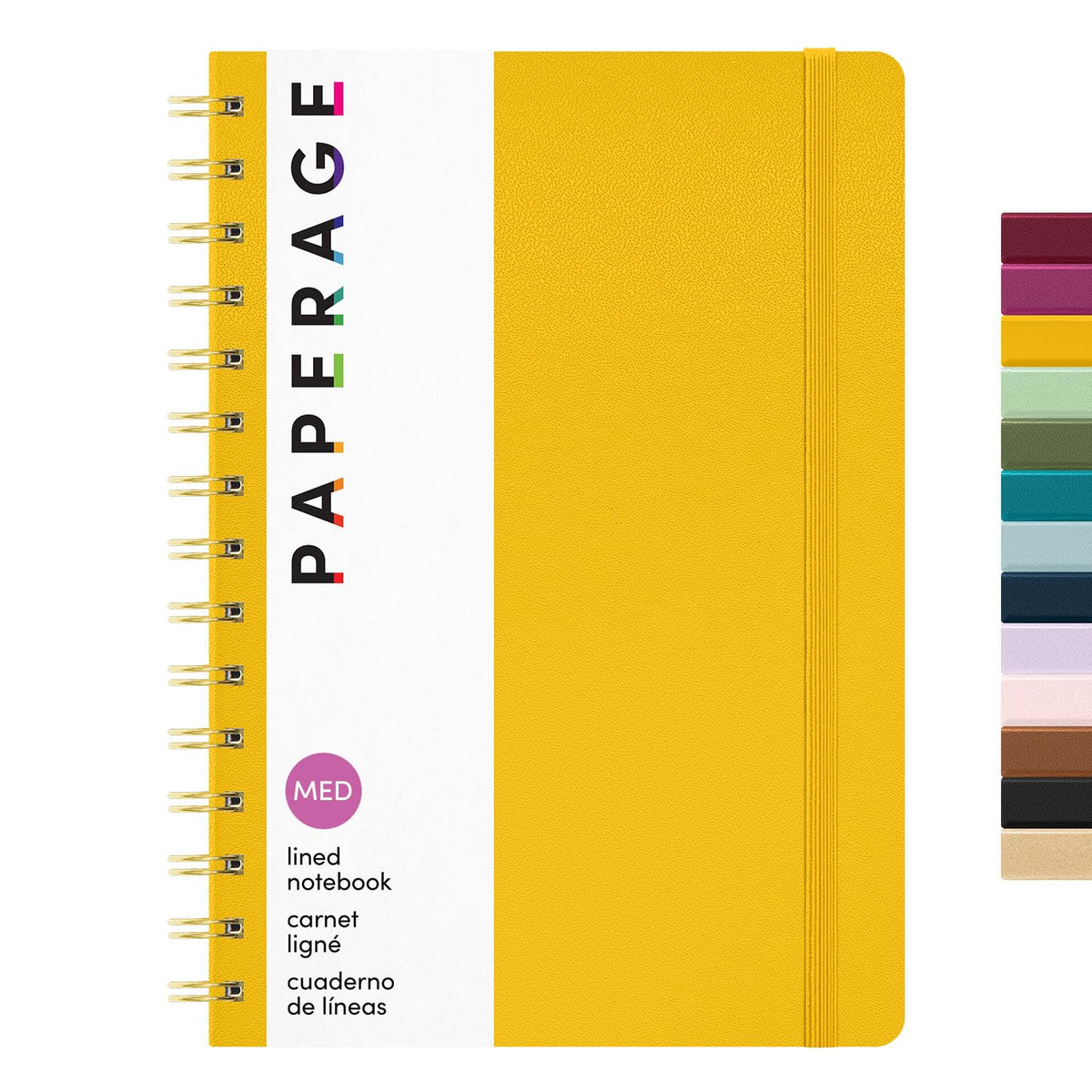 PAPERAGE Lined Spiral Journal Notebook, (Burgundy, Navy, Olive Green), 3 Pack, 160 Pages, Medium 5.5 inches x 8 inches - 100 GSM Thick Paper, Hardcover, Double-Wire Spiral Journal & Notebook