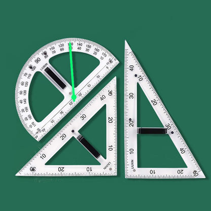 Magnetic Geometry Math Ruler Set for Classroom, Large Protractor, Triangle & Measuring Rulers, Magnetic Blackboard Tools for Teachers & Students Enhances Math Learning, 5pc