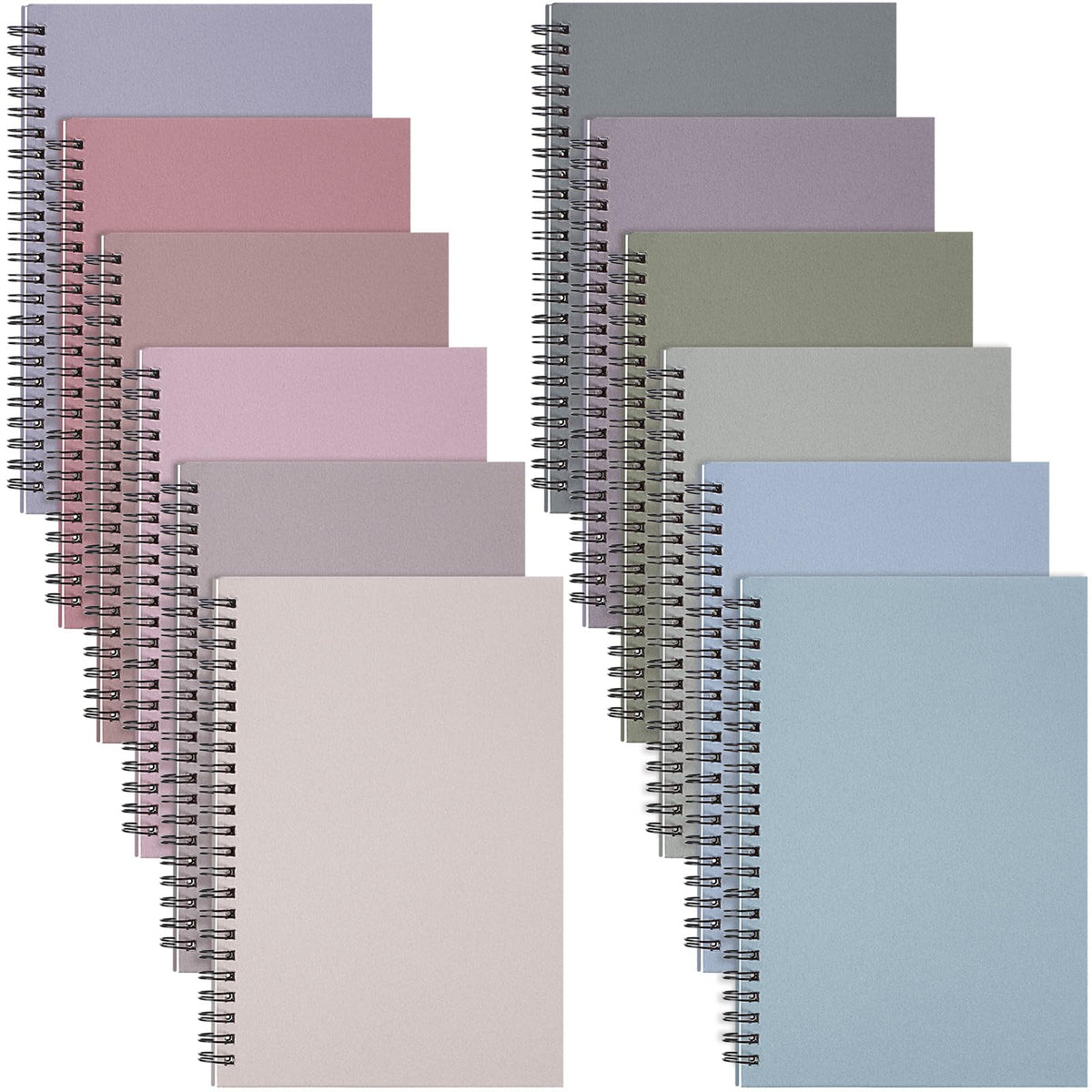 Fuutreo 12 Pcs Spiral Notebook for Work, 8.3 x 5.7 Candy Color, Classic