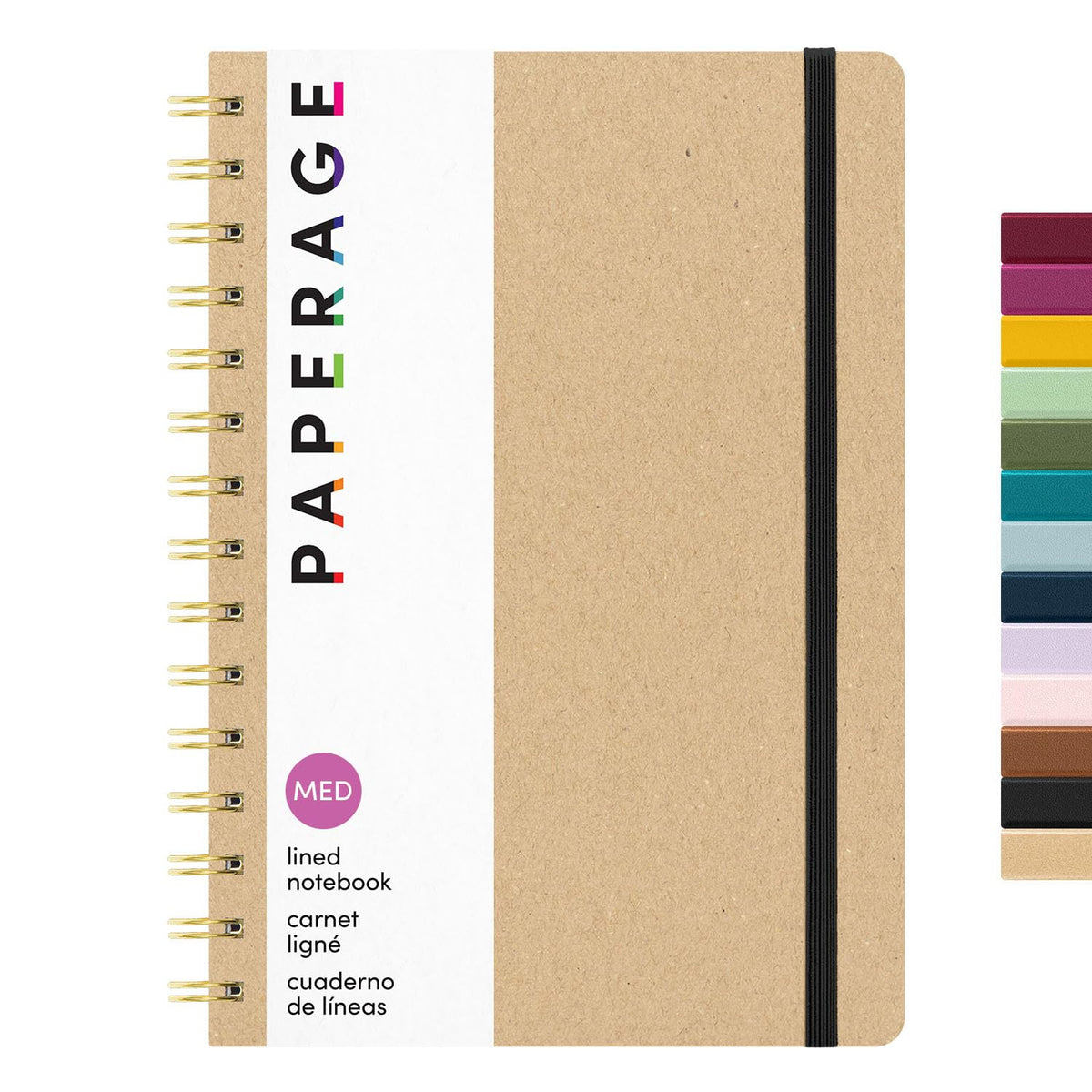 PAPERAGE Lined Spiral Journal Notebook, (Burgundy, Navy, Olive Green), 3 Pack, 160 Pages, Medium 5.5 inches x 8 inches - 100 GSM Thick Paper, Hardcover, Double-Wire Spiral Journal & Notebook