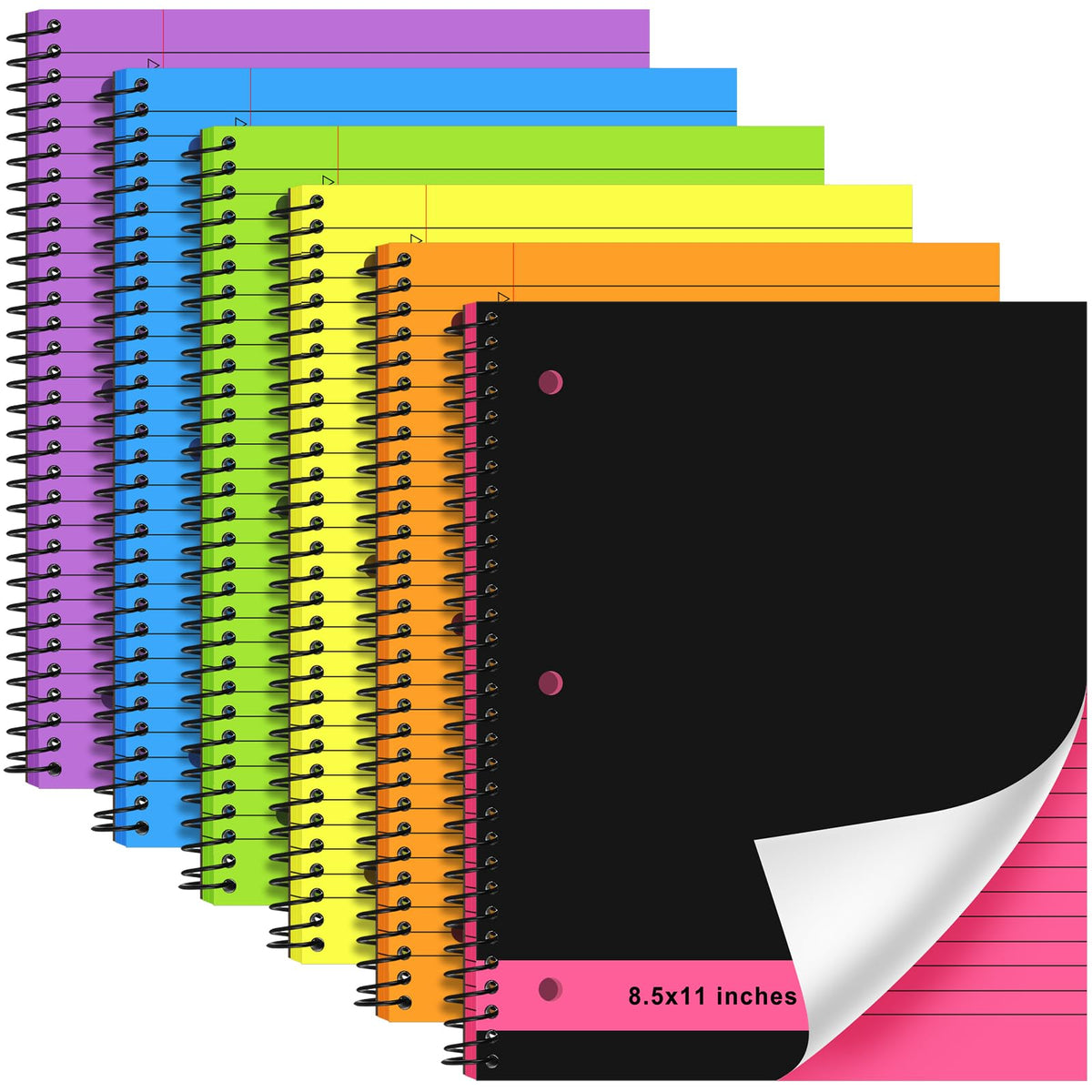 Resurhang 6 Pcs Top Spiral Notebooks,8.5 x 11 Inches,No Holes,White