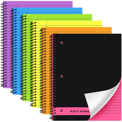 Resurhang 6 Pcs Top Spiral Notebooks,8.5 x 11 Inches,No Holes,White