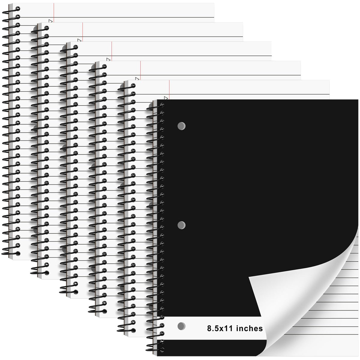 Resurhang 6 Pcs Top Spiral Notebooks,8.5 x 11 Inches,No Holes,White