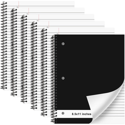 Resurhang 6 Pcs Top Spiral Notebooks,8.5 x 11 Inches,No Holes,White