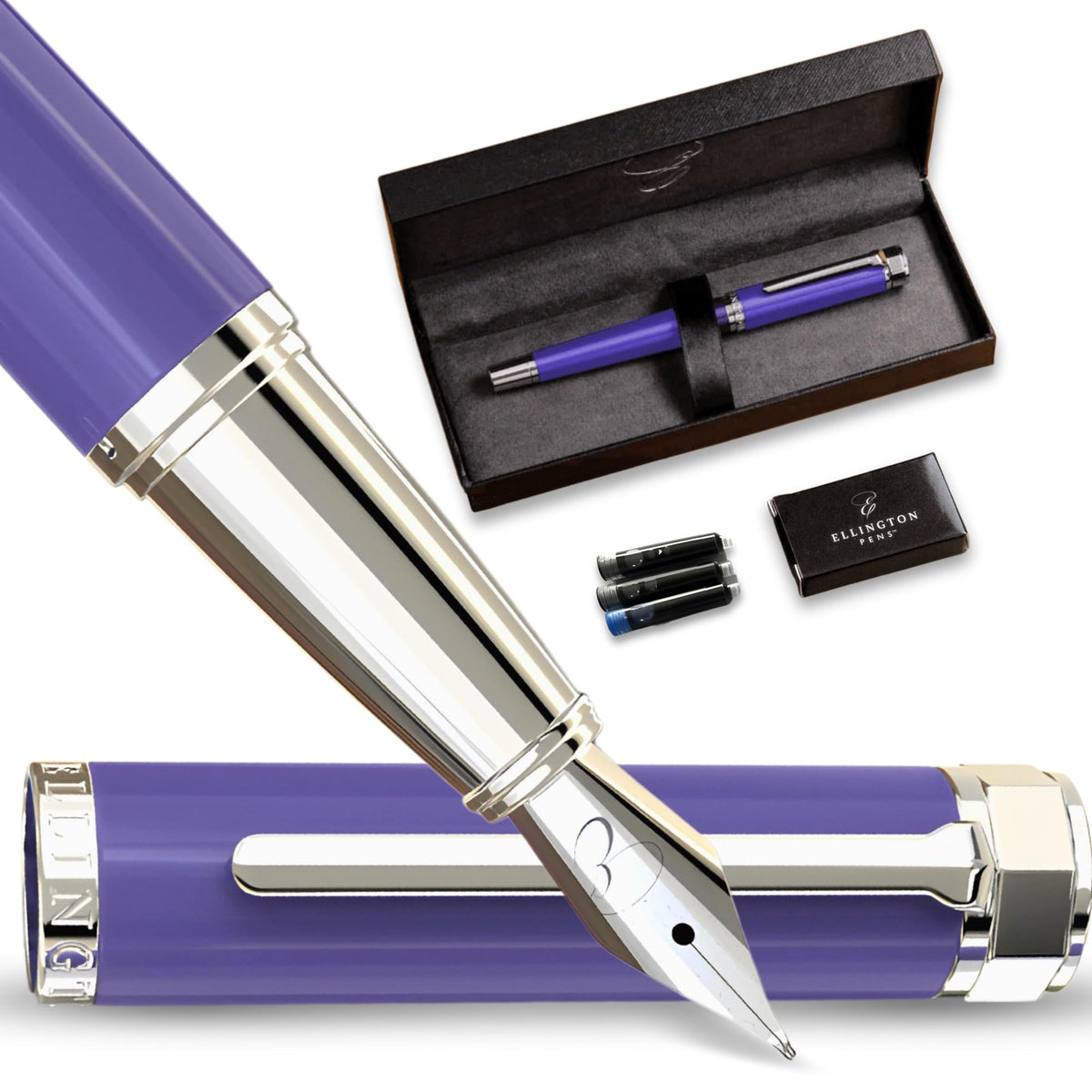 Luxury Fountain Pen Set for Writing, Refillable Ink Converter, Gift Box