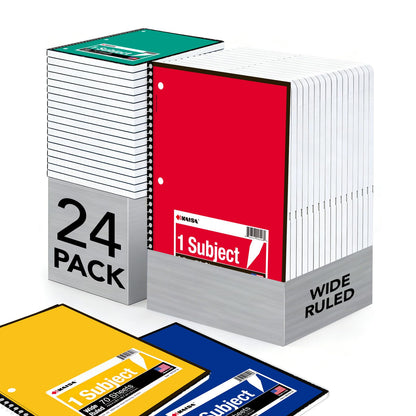 KAISA 70 Sheet 1-Subject Wirebound Notebook Spiral Notebooks, College Ruled 10.5x8 Spiral Notebooks For School Students Office, Pack of 6 Pads,S07001C